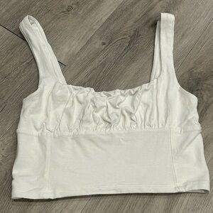 Wilfred White Ruched Crop Top